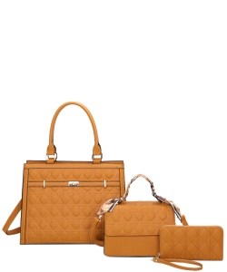 3in1 Fashion Satchel Bag with Mini Bag and Wallet Set DO-2342-T3 MUSTARD